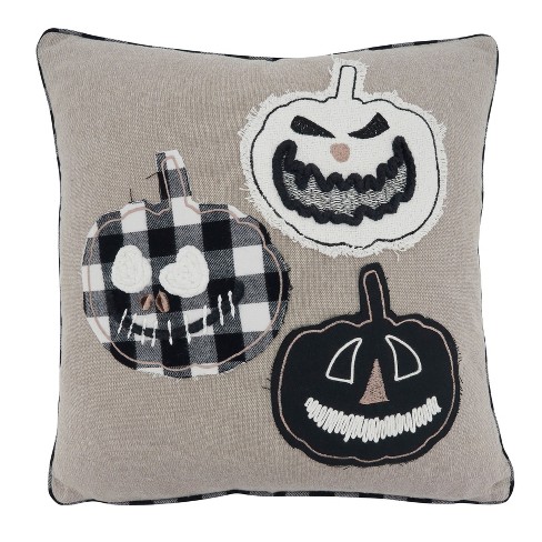 C&F Home 12 x 12 Jack-O-Lantern Pumpkin Check Tufted Halloween Throw  Pillow