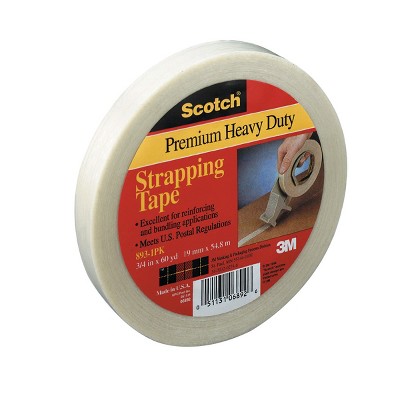 Scotch 893 Premium Heavy Duty Strapping Tape, 0.75 Inch x 60 Yards, Transparent