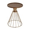 Artistic Antique Gold Pine Round Side Table with Hollow Base, Textured Top and Retro Modern Accent Style-Maison Boucle - 4 of 4