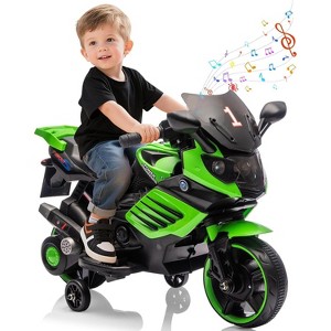 Kids 6V Ride On Motorcycle, Battery Powered Ride On Toys with Treaded Tires, Working Headlight, Horn, Music, Training Wheels - 1 of 4