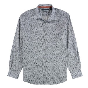 Perry Ellis Mens Leaf Button Up Shirt, Blue, X-Large - 1 of 2