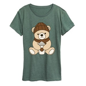 Women's - Instant Message - Coffee Bear Short Sleeve Graphic T-Shirt - 1 of 4