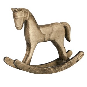 Wooden Rocking Horse Decor 6pcs, Vintage Distressed Light Yellow