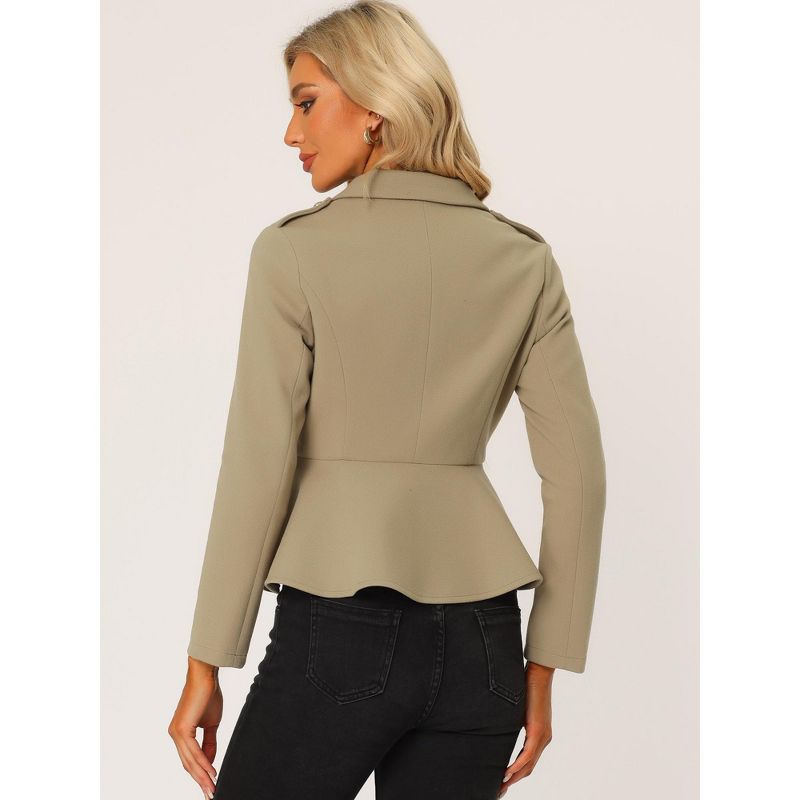 Allegra K Women's Elegant Lapel Blazer Long Sleeve Button Ruffle Hem Work Short Coat Jacket, 3 of 6