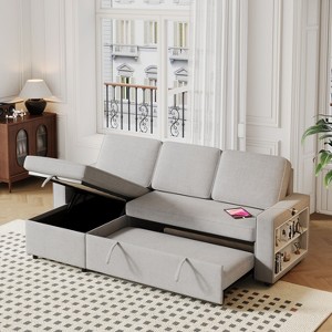 NicBex Modern Pull Out Sofa Bed Convertible Sleeper Sofa with Storage Chaise and Racks for Living Room - 1 of 4