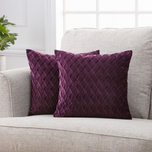 Chanasya Gem Pleated Textured Velvet Throw Pillow Cover - 2-Piece Set - 1 of 4