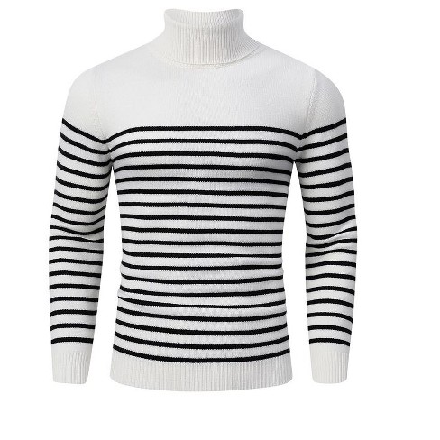 Black and white striped turtleneck mens clearance