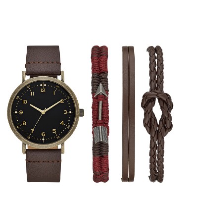 Men's Easy Read Strap Watch Set - Goodfellow & Co™ Brown