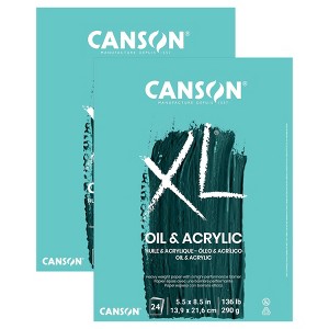 Canson XL Series Oil & Acrylic Pad, Foldover Binding, 24 Sheet, 5.5x8.5 inch, Pack of 2 - 1 of 3