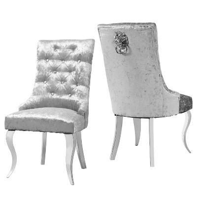 Luxury Velvet Lion Knocker Dining Room Chair High Back