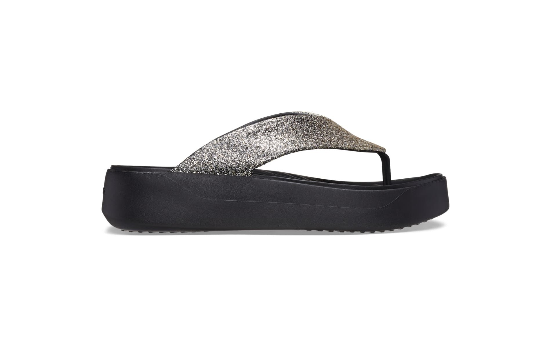 Crocs Getaway Chunky Glitter Flip Flop Platform Sandals, Black, W8