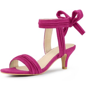 Perphy Women's Open Toe Ankle Tie Ruched Strap Bridal Kitten Heels Sandals - 1 of 4
