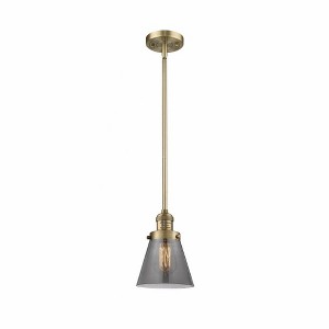 Cone - 1 Light Stem Hung Mini Pendant In Industrial Style-8 Inches Tall and 6 Inches Wide - 1 of 1