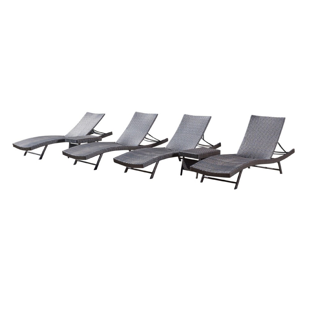 Photos - Garden Furniture Kauai 6pc Wicker Chaise Lounge Set - Brown - Christopher Knight Home