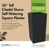 Tierra Verde Citadel Stucco Indoor Outdoor Self Watering Tall Square Planter, Weatherproof for Patio, Garden, and Porch Use, 13.5"W x 26"H, Black - 2 of 4