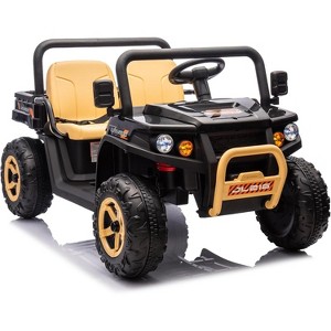 24V Kids 2-Seater Ride On Dump Truck, 4×35W Motors, Electric Bed, Shovel, Remote, Bluetooth, Music & LED Lights - 1 of 4