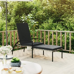 vidaXL Sun Lounger with Footrest PE Rattan Gray - 1 of 4