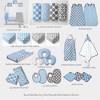 Bacati - Ikat Dots Zebra Blue Grey Boys 10 pc Crib Set with Long Rail Guard Cover & 4 Muslin Swaddling Blankets - 3 of 4