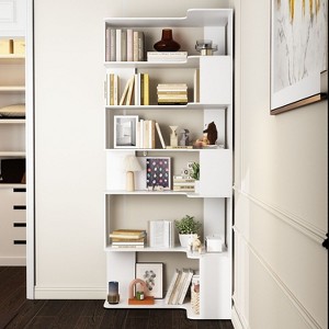 Famapy Bookshelf Wood Bookcase Free Standing Room  Display Storage White - 1 of 4