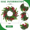8 Pcs 11 Inch Small Candle Rings Wreaths Artificial Pine Red Berries Pine Cone Faux Christmas Table Centerpiece Decor - 2 of 4