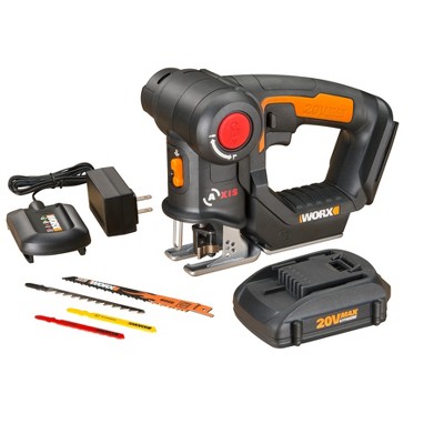 Worx WX550L AXIS 20v 2-in-1 Reciprocating Saw and Jigsaw with Orbital Mode, Variable Speed and Tool-Free Blade Change