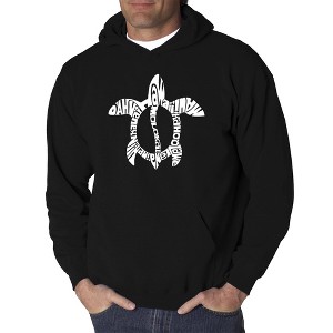 LA Pop Art Men's Word Art Hooded Sweatshirt - Honu Turtle - Hawaiian Islands - 1 of 4