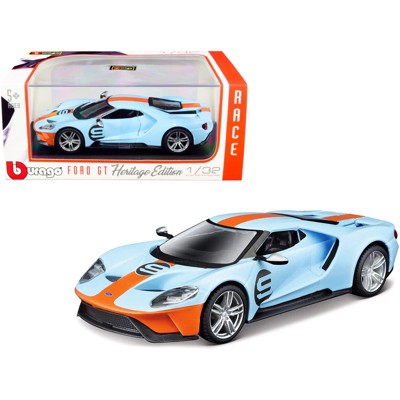 Ford GT #9 Light Blue with Orange Stripes "Heritage Edition" 1/32 Diecast Model Car by Bburago