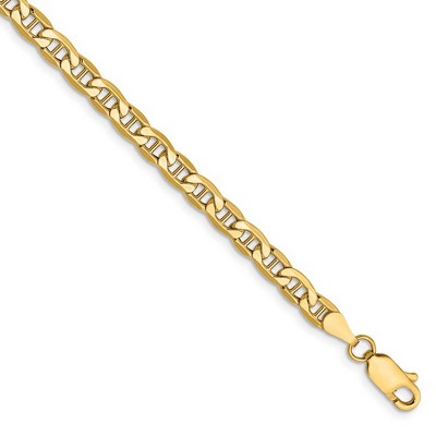 Black Bow Jewelry 4mm, 14k Yellow Gold, Hollow Anchor Link Chain Bracelet