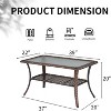 VINGLI Outdoor Coffee Table with Storage Wicker Patio Coffee Table, Tempered Glass Top Coffee Table for Patio Outside Balcony Porch Deck (Brown) - 3 of 4