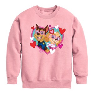 Boys' - Paw Patrol - Chase Sky Hearts Graphic Long Sleeve Fleece Sweatshirt - 1 of 3