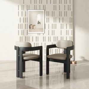POVISON Mid-Century Modern Fabric Dining Chair Set of 2, Side Chairs with Back, Fully Assembled - 1 of 4
