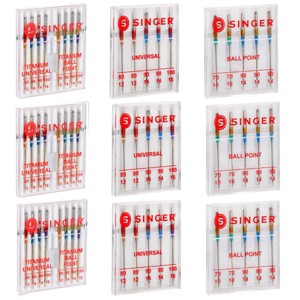 Singer Ball Point and Regular Needles: Steel Sewing Pins, Multiple Sizes, Silver, 54 Pack - 1 of 4