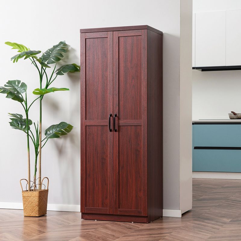 HOMCOM 63" 2-Door Kitchen Pantry, Freestanding Storage Cabinet with 2 Adjustable Shelves for Kitchen or Living Room, 3 of 7