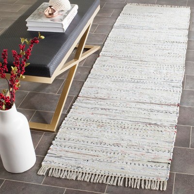 Chic Ivory Stripe Handwoven Cotton Runner Rug - 2'3" x 6'