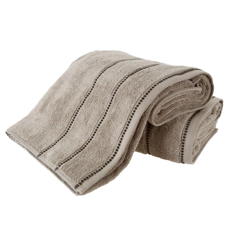 Hastings Home 2-pc Luxury Cotton Bath Towel Set, Quick Dry, Zero-Twist Cotton - Taupe/Black, 4 of 6