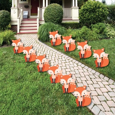 Big Dot of Happiness Fox - Lawn Decorations - Outdoor Baby Shower or Birthday Party Yard Decorations - 10 Piece