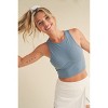 Slickblue Women's Corset-Inspired Cropped Tank, Slim Fit, High Neck, Back Cut-Out Tie, Blue/Cream/Black, Size S-L - 2 of 4