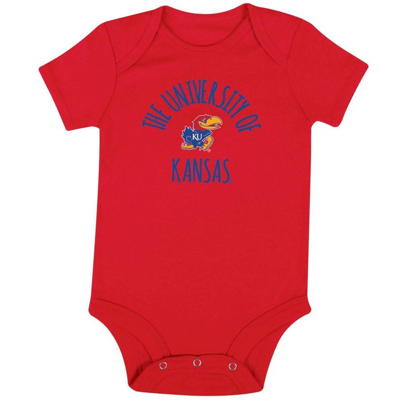 NCAA Kansas Jayhawks Infant Boys&#39; Short Sleeve 3pk Bodysuit Set, 3 of 5