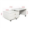 RISOKEYS Extendable Coffee Table with Storage - Reversible Living Room Table with 2 Drawers and 6 Wheels, White Modern Style Square Coffee Table - 3 of 4