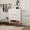 Vynxaria 15cm Elevated Shoe Cabinet with Dual Butterfly Doors, 2 Removable Adjustable Shelves, Anti-Tip Kit and Waterproof Surface - 3 of 4