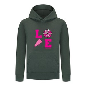 Everyday Kids Cheerleading LOVE Girls Pullover Hoodie – Pink Pom Pom & Megaphone Graphic Sweatshirt - 1 of 4