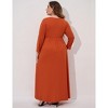 Coolmee Women's Plus Size Maxi Dress Casual 3/4 Long Sleeve V Neck A-Line Swing Flowy Long Dresses XL Caramel - 3 of 4