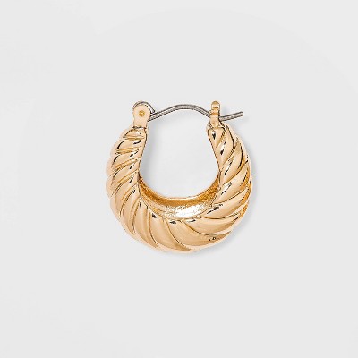 Textured Huggie Hoop Earrings - A New Day™ Gold