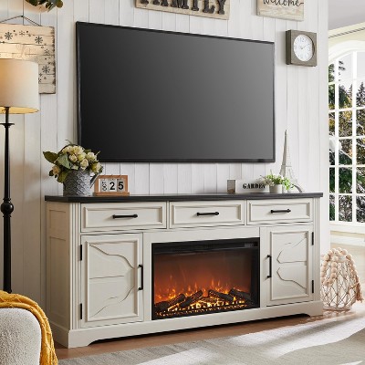 SinCiDo 70" Fireplace TV Stand, Entertainment Center w/ 30" Fireplace, Equipped w/ Remote Control & 3D Flame, Storage Cabinets & Drawers