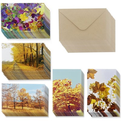 Best Paper Greetings 48 Pack All Occasion Blank Greeting Cards and Envelopes Set, 5 Fall Designs, 4x6 In