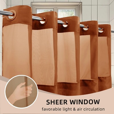 LunaLulinlk No Hook Slub Textured Shower Curtain