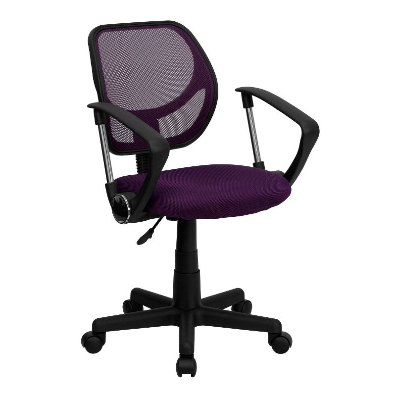 Emma and Oliver Mid-Back Mesh Swivel Task Office Chair with Curved Square Back and Arms, 1 of 11