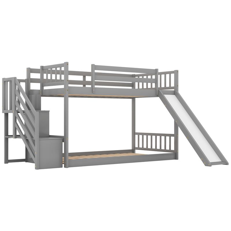 Twin over Twin Bunk Bed with Convertible Slide and Stairway-ModernLuxe, 5 of 13