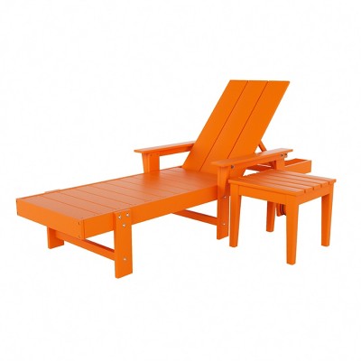 WestinTrends Ashore Modern Reclining Chaise Lounge with Side Table 2-Piece Set