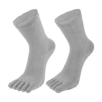 Unique Bargains 2 Pairs Full Finger Five Toe Socks Unisex Non Slip Daily  Fit Finger Socks Black 